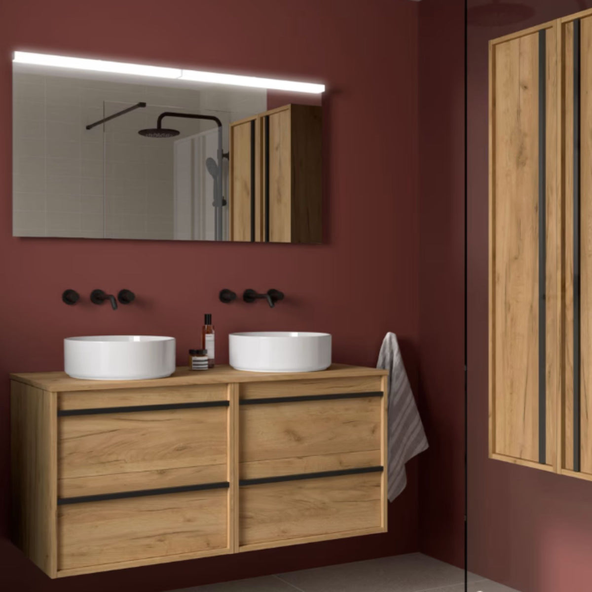 Mueble de baño con encimera de madera Attila Salgar 140 cm