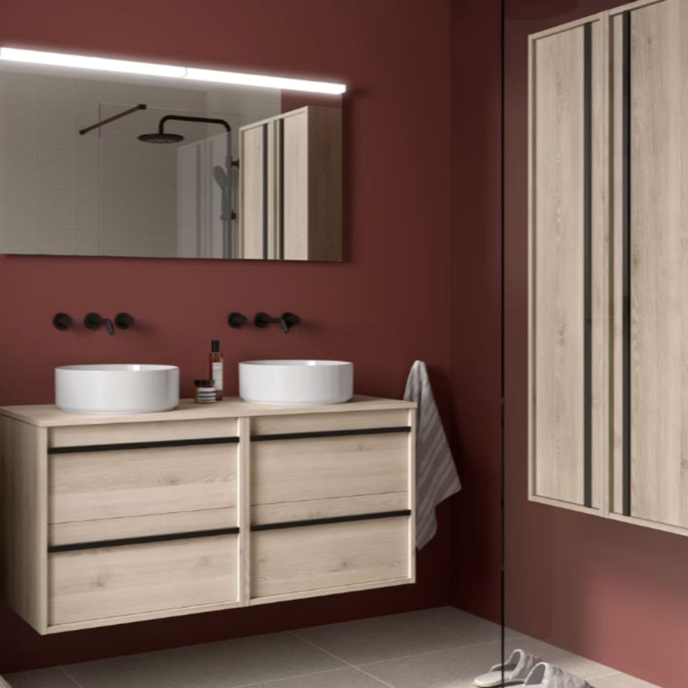 Mueble de baño con encimera de madera Attila Salgar 140 cm