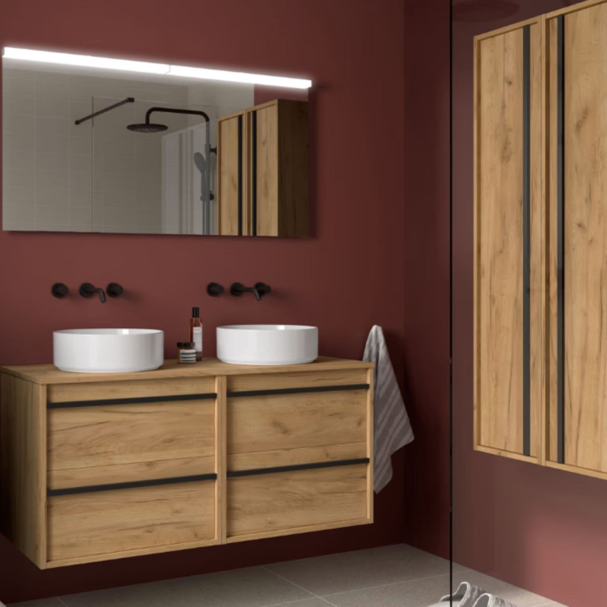 Mueble de baño con encimera de madera Attila Salgar 120 cm