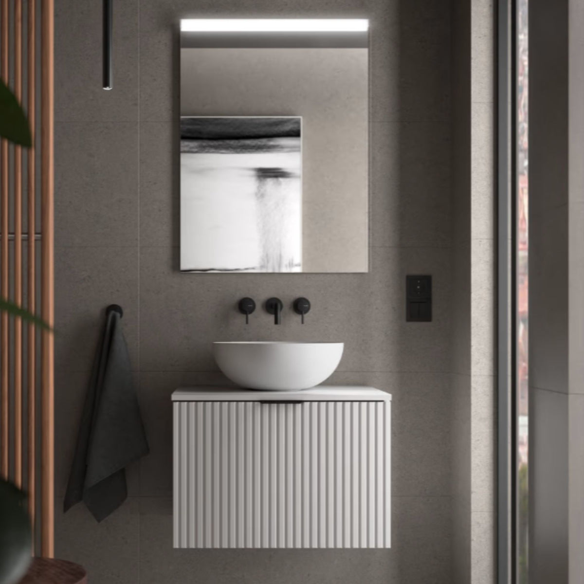 Mueble de baño con encimera de madera Biba Salgar 1 cajón