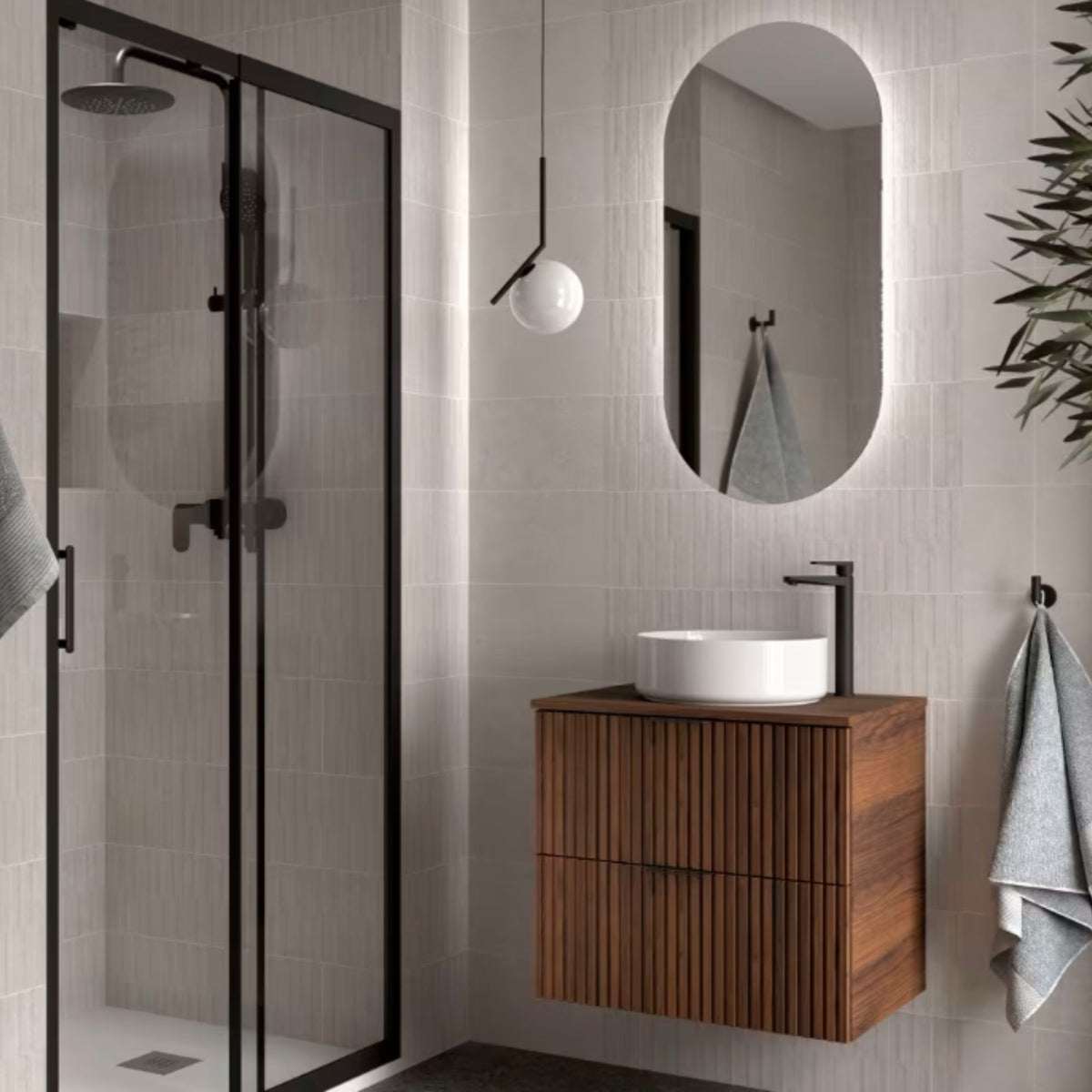 Mueble de baño con encimera de madera Biba Salgar 2 cajones