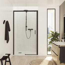 Mampara Signature Frontal Fijo+puerta Corredera Negra