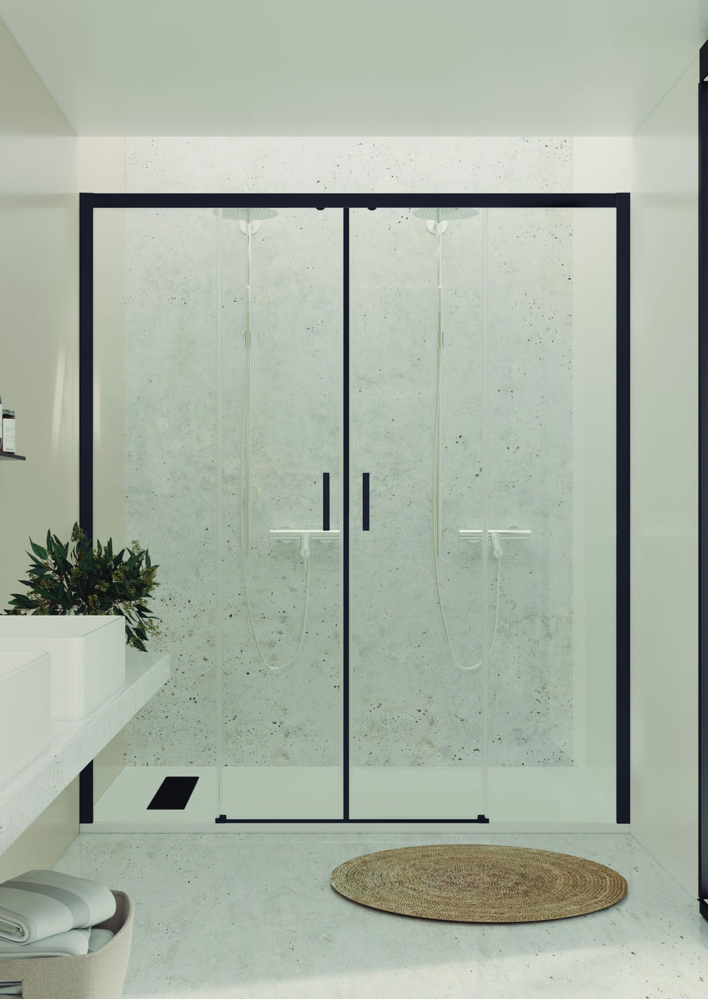 Mampara Signature Frontal 2 puertas correderas Negra