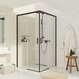 Mampara Signature Esquina 2 puertas correderas Negra