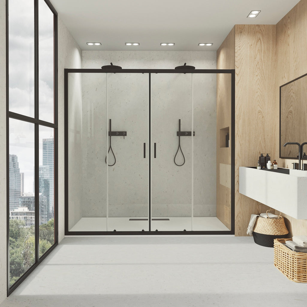 Mampara Essential Frontal 2 puertas correderas Negra