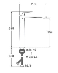 MONOMANDO LAVABO FINE CAÑO LARGO