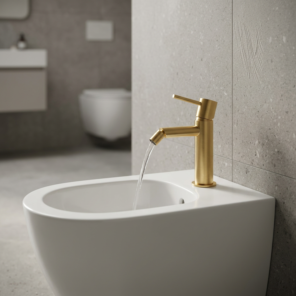 Grifo de Bidet Monomando Serie Monza Acabado Oro Cepillado
