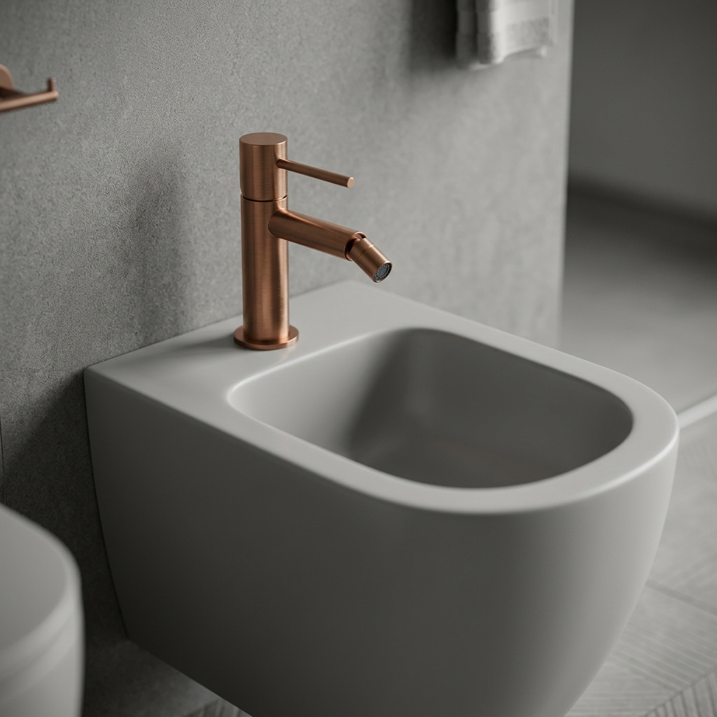 Grifo de Bidet Monomando Serie Monza Acabado Oro Rosa Cepillado