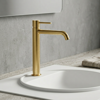 Grifo de lavabo alto Monomando Serie Monza Acabado Oro Cepillado