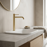 Grifo de lavabo alto Monomando Serie Monza Acabado Oro Cepillado
