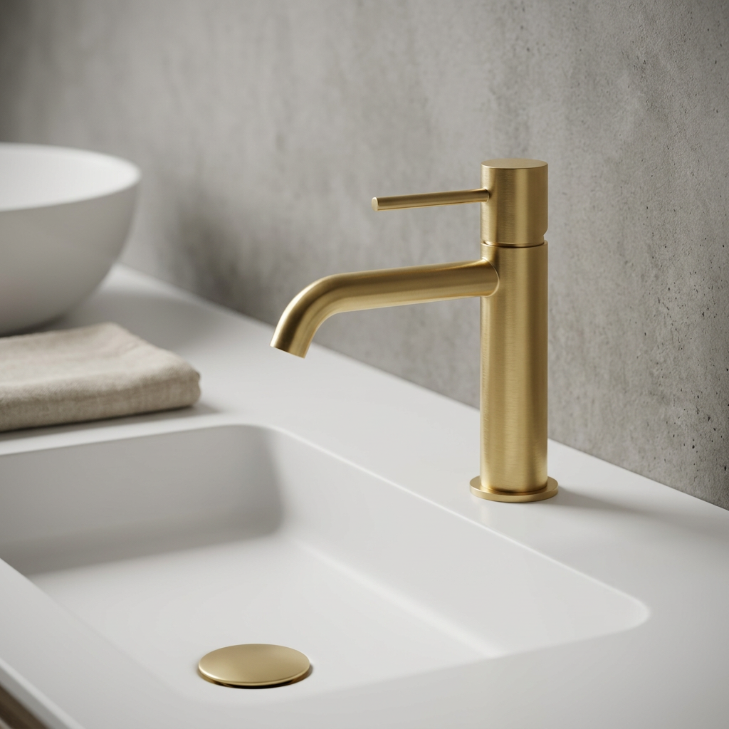 Grifo de lavabo Monomando Serie Monza Acabado Oro Cepillado