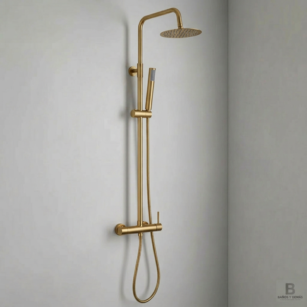 Columna de ducha Monomando Serie Monza Acabado Oro Cepillado -Imex