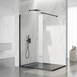 Mampara de Ducha Fija Walk-In Negra Cristal 8 mm