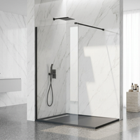 Mampara de Ducha Fija Walk-In Negra Cristal 8 mm