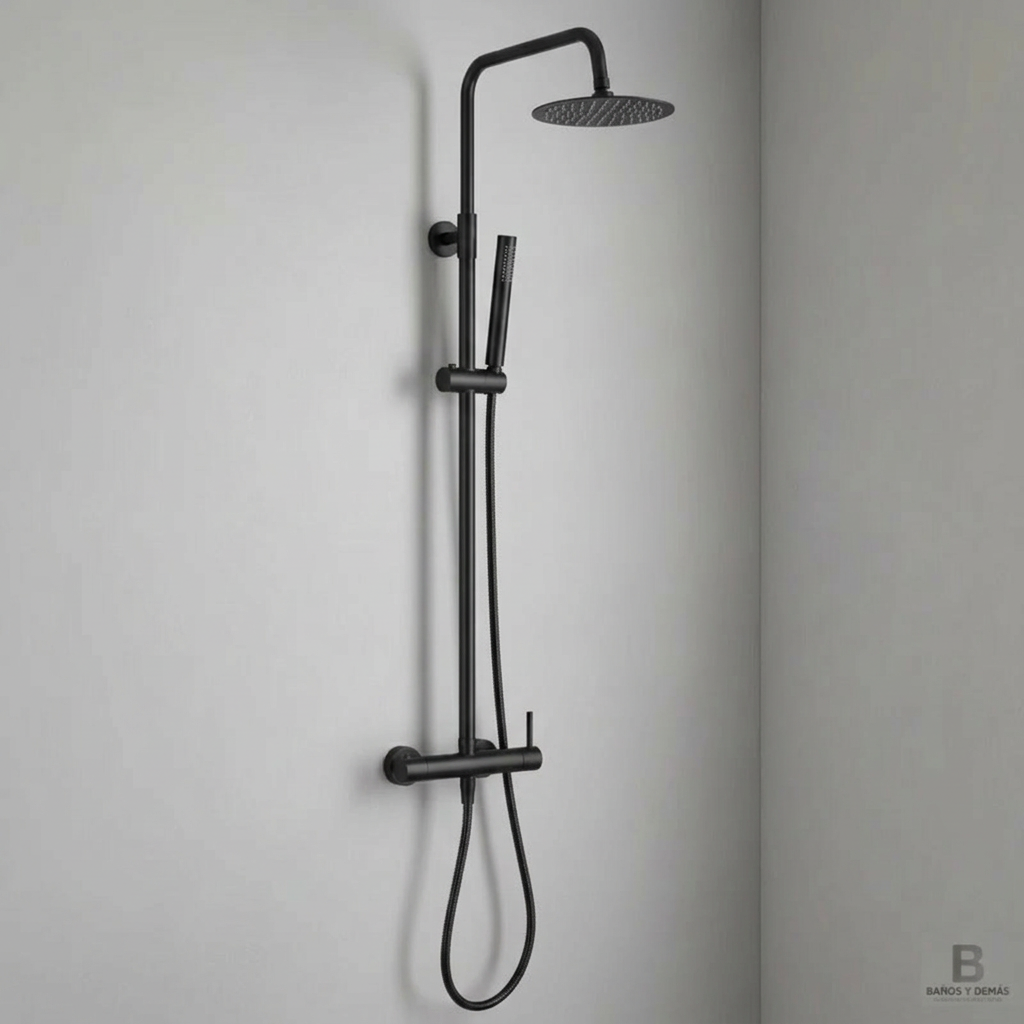 Columna de ducha Monomando Serie Monza Acabado Negro Mate -Imex