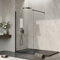 Mampara de Ducha Fija Walk-In Negra Cristal 8 mm