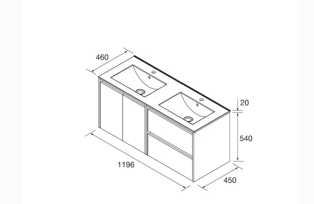 Conjunto mueble de baño Noja Salgar 2 cajones con 2 puertas