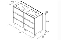 Conjunto mueble de baño Noja Salgar 6 cajones con patas