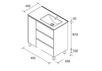 Conjunto mueble de baño Noja Salgar con patas y 3 cajones