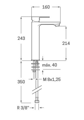 MONOMANDO LAVABO SKARA CAÑO LARGO