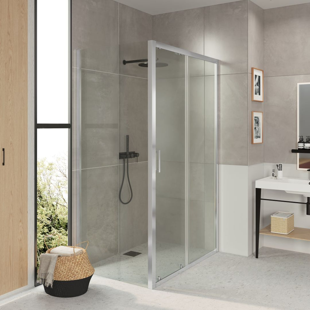 Mampara Essential Esquina Puerta corredera+pared fija