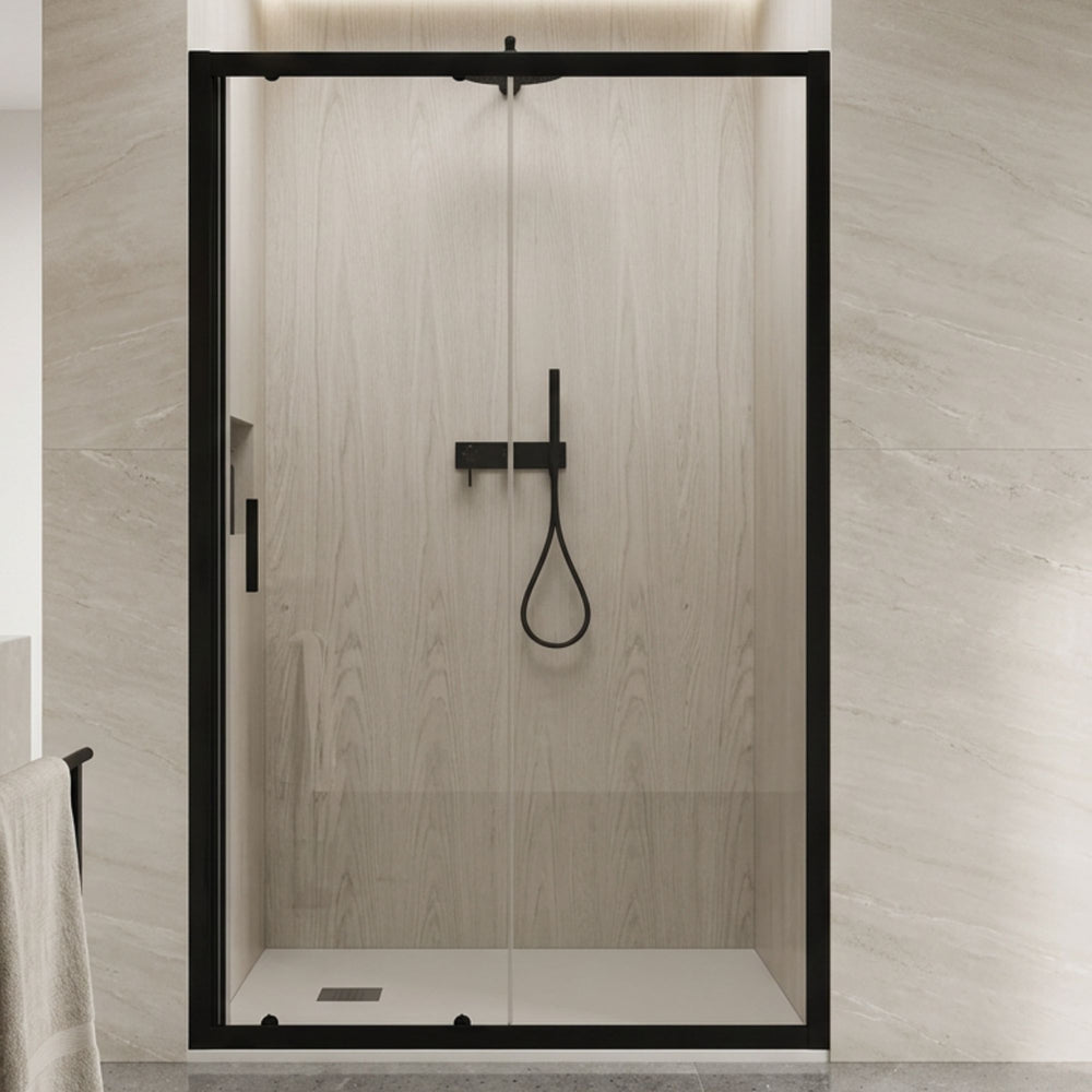 Mampara Essential Frontal+puerta corredera Negra