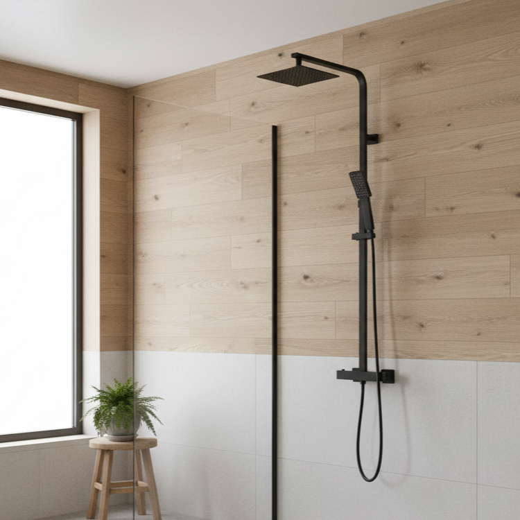 Columna de ducha Skara Termostática Negro