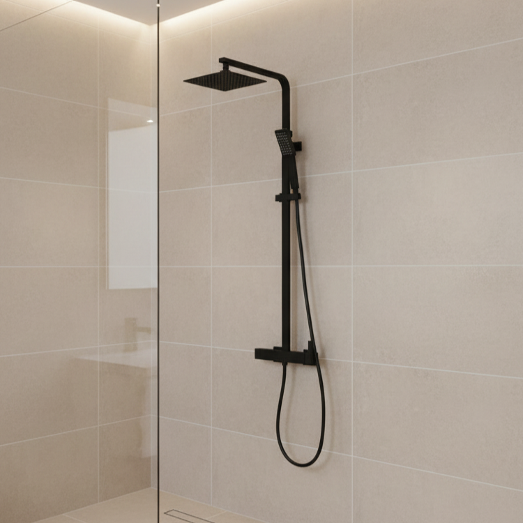 Columna de ducha Skara Monomando Negro