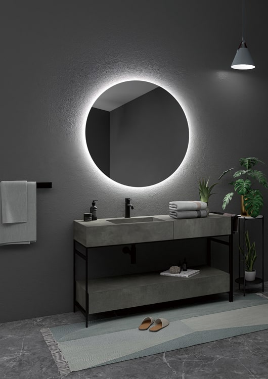 Espejo de baño redondo luz cálida Oporto C Ledimex