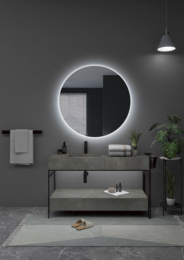 Espejo de baño redondo luz cálida Oporto C Ledimex